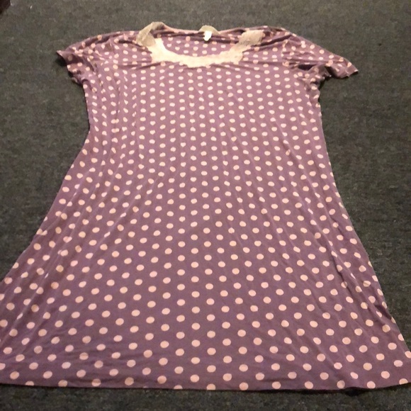 Soma Brand Women's Size Large Purple/Pink Polka Dot Lace Trim Nightgown - Picture 1 of 6